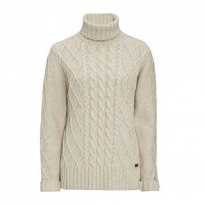 Barbour Ladies Kellas Sweater Wool Cable knit Turtleneck Sweater Size 14 (L)